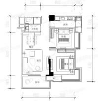 麓山国际社区悦庭E2户型 2室2厅1卫1厨