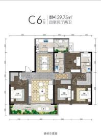 滨江领樾20、21号楼C6户型 4室2厅2卫1厨