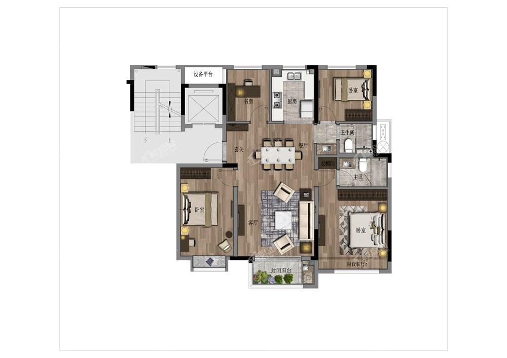 金华万科·臻和院4室2厅2卫户型图-金华楼盘网