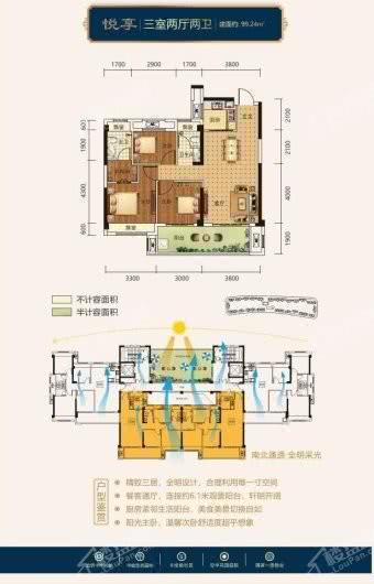 贵悦府户型图2 3室2厅2卫1厨