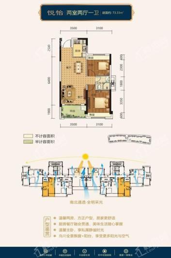 贵悦府户型图4_副本 2室2厅1卫1厨