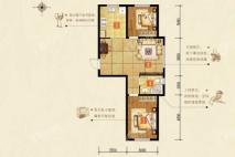 雷凯铂庭A1户型 2室2厅1卫1厨