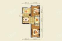 雷凯铂庭C3户型 2室2厅1卫1厨