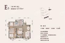 万科曼西缇锦绣时光G14#128㎡ E5户型 3室2厅2卫1厨