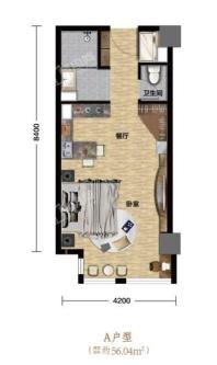 市府·和鸿广场56.04㎡户型 1室1厅1卫1厨