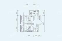 世纪学府A座D户型 2室1厅1卫1厨