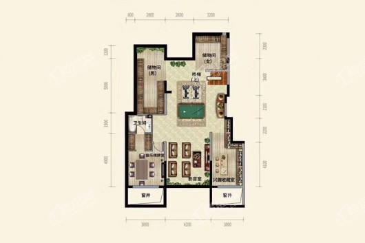 中粮·锦云天城洋房A2户型地下室 4室2厅2卫1厨