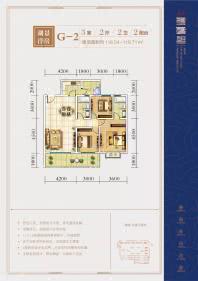 G-2户型 三房两厅两卫两阳台 118.54-119.71㎡