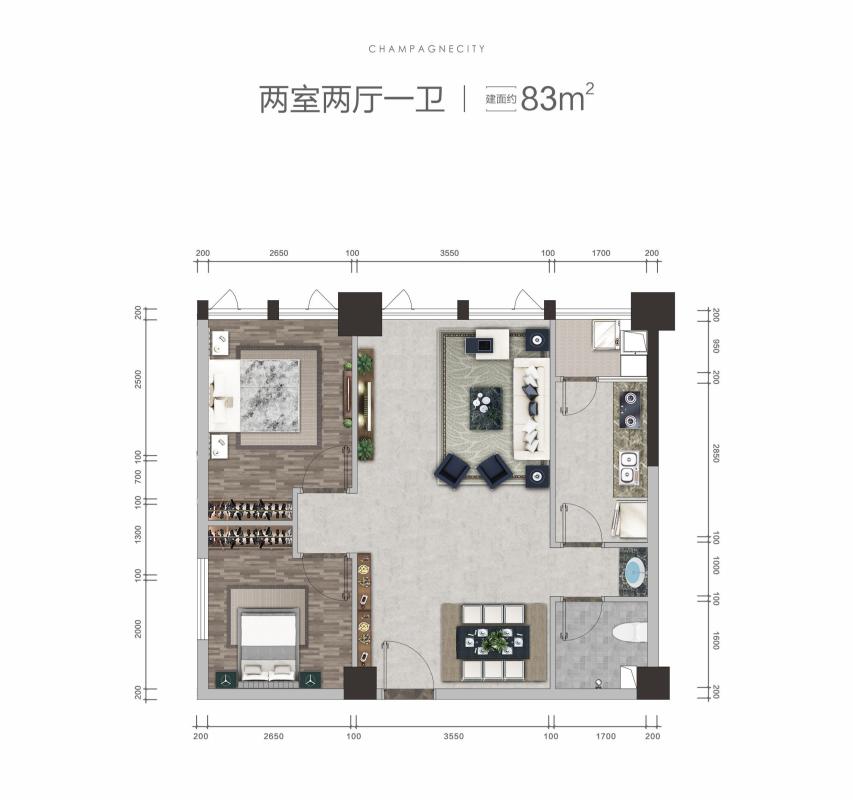 香槟城（公寓）80平