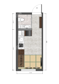 岐山书苑2#23㎡户型 1室1厅1卫1厨