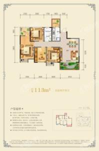 空港云尚1#113㎡户型 4室2厅1卫1厨