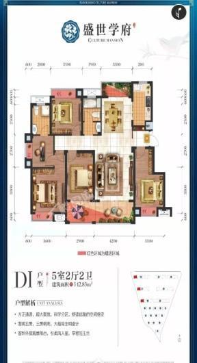 盛世学府D1户型 5室2厅2卫1厨