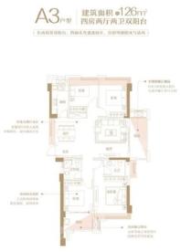 中庚·香江世界三期A3户型 4室2厅2卫1厨