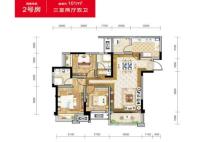 涪陵金科集美郡2号房建面101㎡ 3室2厅2卫1厨