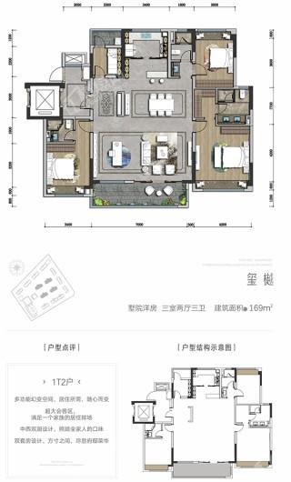 佳兆业珑玺玺樾169㎡户型 3室2厅3卫1厨