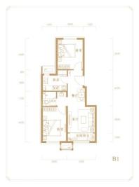 中海首钢·金裕雅苑B1户型 2室2厅1卫1厨