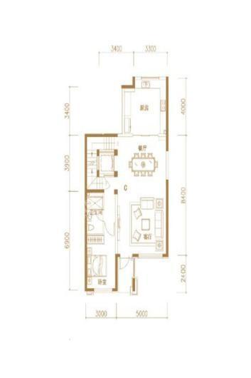 北京城建·海梓府·玫瑰墅下叠C户型-客厅 5室3厅5卫1厨