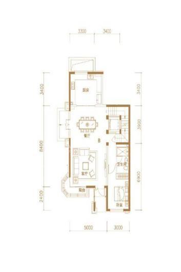 北京城建·海梓府·玫瑰墅下叠B户型-客厅 5室3厅5卫1厨