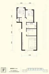 观山源墅F户型 1室2厅1卫1厨