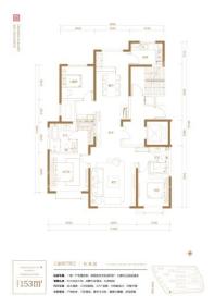 中铁华侨城·和园153平米户型图 3室2厅2卫2厨