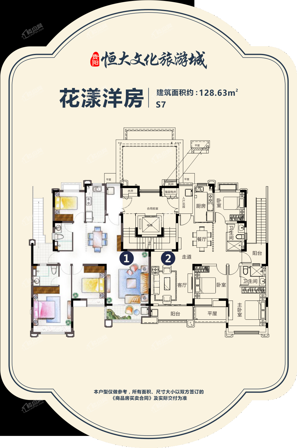贵阳贵阳恒大文化旅游城4室2厅2卫户型图-贵阳楼盘网