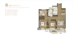 淮安融创广场B户型图详情 3室2厅1卫1厨