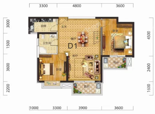 罗田居然之家家居生活MALL复式D1一层 5室2厅3卫1厨
