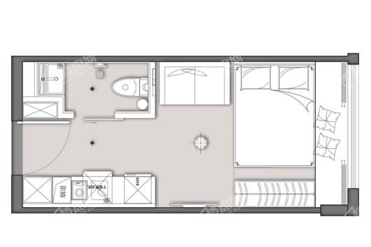 海港·派克公寓建面约21平米户型 1室1厅1卫1厨