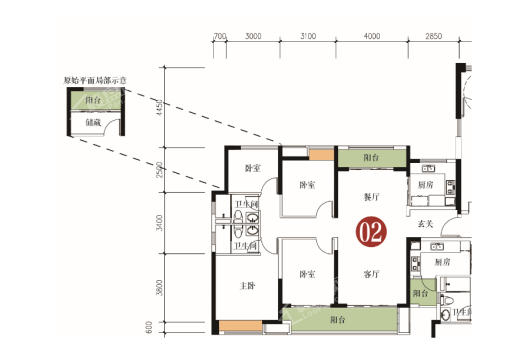 中海雍景熙岸4室2厅2卫(超高层)142㎡ 4室2厅2卫1厨