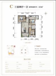 　中国铁建广场C户型 3室2厅1卫1厨