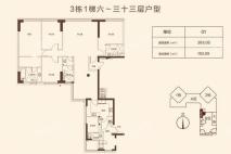 富力国际金融中心3栋1梯01单元263㎡ 5室2厅4卫1厨