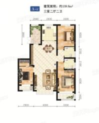 育龙湾小区建面139平米三居户型 3室2厅2卫1厨