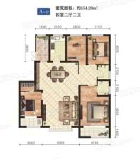 育龙湾小区建面154平米四居户型 4室2厅2卫1厨