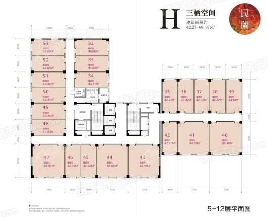 青怡坊昆蘭公寓户型平面图 1室1厅1卫1厨