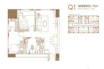 泊富国际广场公寓Q1户型 2室2厅1卫1厨