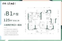 B1户型 3房2厅2卫 125㎡