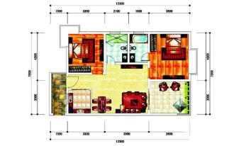 福临城A1户型 2室2厅2卫1厨  建筑面积86.40㎡