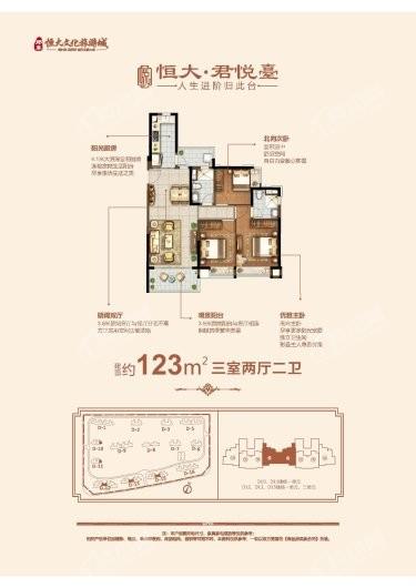 郑东恒大文化旅游城123平户型 3室2厅2卫1厨