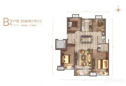 合景天汇户型图118平米四居