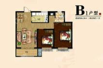 国宾壹号院B1户型 2室2厅1卫1厨