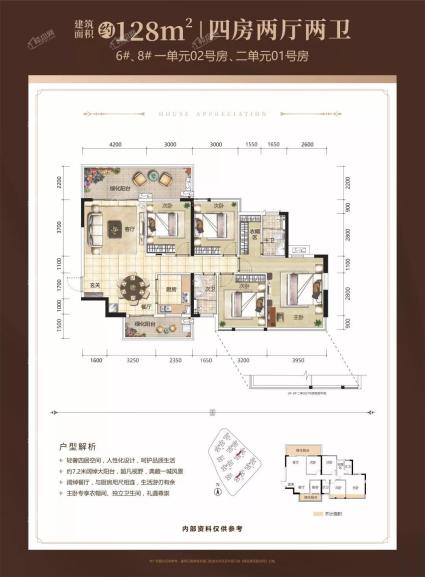 盛天领秀府6/8#楼128平米四房