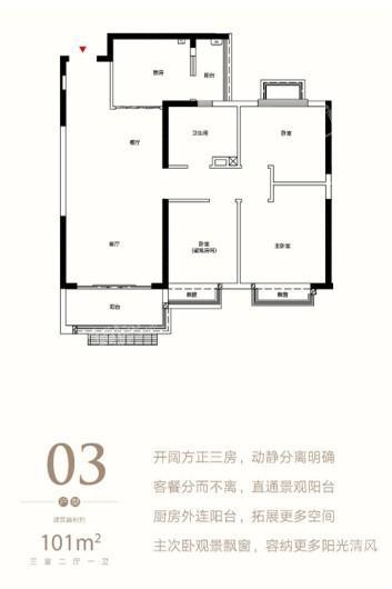 六安恒大翡翠华庭101户型 3室2厅1卫1厨