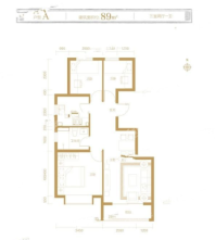 3室2厅1卫约89平米