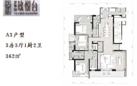 A3户型 3房3厅1厨2卫 362㎡