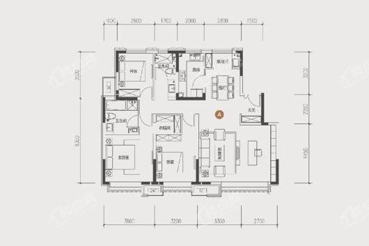 未来城高层标准层138平米户型 3室2厅2卫1厨