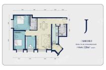 中交海河公馆标准层128平米J户型 3室2厅2卫1厨