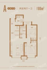 金海云城标准层A户型 2室2厅1卫1厨