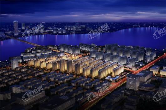 和泓·葛沽湾·首府项目夜景鸟瞰图