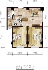 贡和园D户型 2室2厅1卫1厨