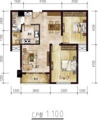 贡和园C户型 2室2厅1卫1厨
